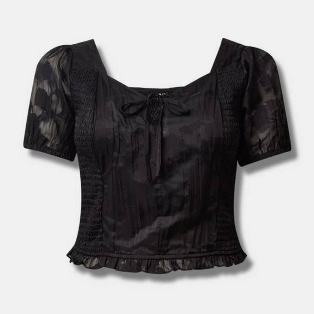 Torrid Cotton Clip Floral Smocked Crop Top NWT 3X